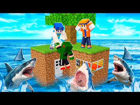 AMIGOS SOBREVIVEM EM UMA ILHA DE TUBARÕES NO MINECRAFT!! thumbnail