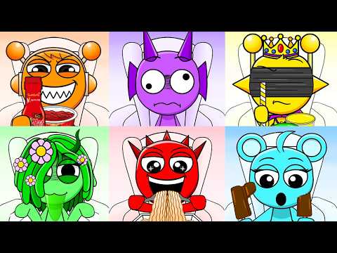 Sprunki Emoji Color Mukbang Full Version | Fire Noodle &  Fried Chicken & Gummy | ASMR l MOMOSTUDIO thumbnail