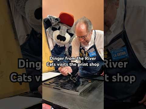 Dinger from the @SacRiverCats  visits Howard at the print shop thumbnail