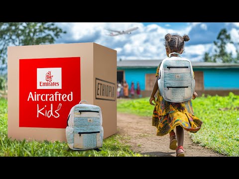 Donating Schoolbags Made from Old Airplane Seats to Ethiopian Students | Aircrafted KIDS by Emirates thumbnail