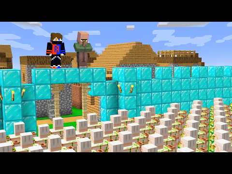 I Built a WALL to Protect The Village Against Iron Golem thumbnail