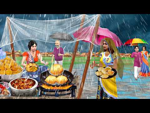 Garmi Mein Barish गर्मी मे बारिश Puri Aloo Sabji Tasty Street Food Comedy Hindi Kahani Moral Stories thumbnail