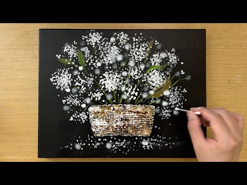 Baby's Breath Painting for Beginners / Q-Tips Painting Technique / Easy creative art thumbnail