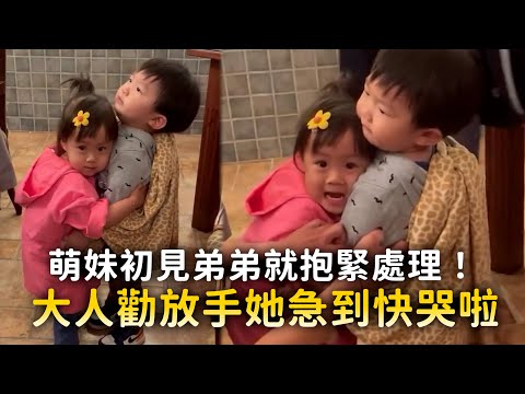 萌妹初見弟弟就抱緊處理！　大人勸放手她急到快哭啦 thumbnail