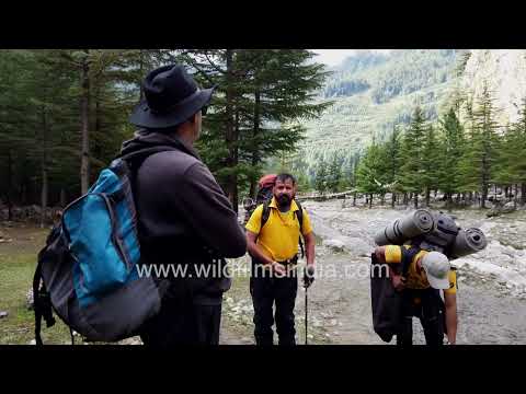 A Himalayan trekking expedition near Harsil Valley in the Garhwal Himalayas. thumbnail