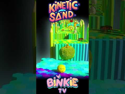 🍎🌈 Bowling Ball Crushes Kinetic Sand Fruits Fun Learning Track | Binkie TV thumbnail