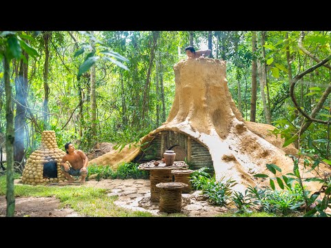 Building the Most Amazing Hidden Home Shelter in the Deep Jungle by Ancient Skills thumbnail