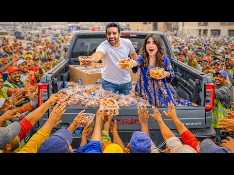 وزعنا اكثر من 100 وجبة افطار للعمال | هجموا علينا !! thumbnail