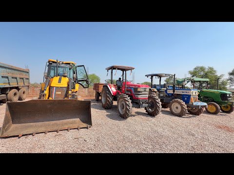 JCB 3dx Loading Tractor | Swaraj 744 4wd | Mahindra Arjun NOVO 605 | John Deere 5045 thumbnail