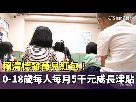 賴清德發育兒紅包！　0-18歲每人每月5千元成長津貼｜華視新聞 20260520 @CtsTw thumbnail