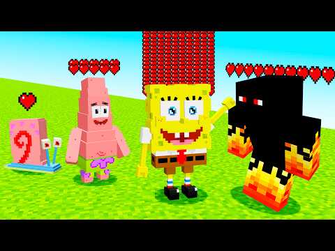 Quanto de VIDA tem CADA PERSONAGEM DO BOB ESPONJA no Minecraft thumbnail