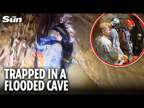 The race to save group stuck in flooded cave for a week as divers enter suffocatingly tight tunnels thumbnail