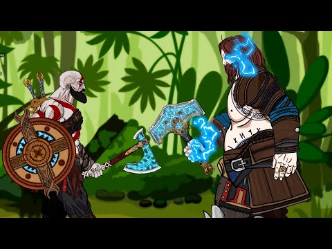 God of War Ragnarok Kratos vs Thor. Animation Drawing Cartoon 2. thumbnail
