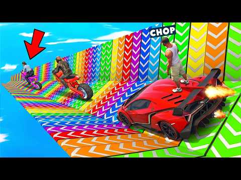 GTA 5 CHOP AND FROSTY CLIMB THE LONGEST MEGA RAMP thumbnail