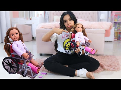 شفا اشترت عروسة مع كرسي متحرك لعبة ! Shfa and new doll thumbnail
