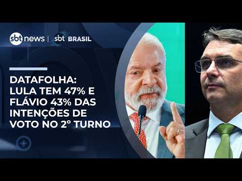 Datafolha: Lula tem 47% e Flávio 43% das intenções de voto em eventual 2º turno | #SBTBrasil thumbnail