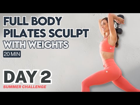 Day 2 | FREE Summer Pilates x Strength Challenge | Weighted Full Body Pilates Sculpt | Lilly Sabri thumbnail