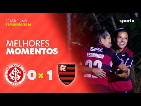 INTERNACIONAL 0 X 1 FLAMENGO | MELHORES MOMENTOS | BRASILEIRÃO FEMININO 2026 | sportv thumbnail