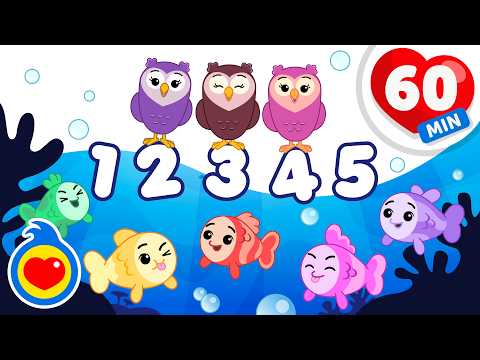 Cinco Pececitos 🔢🎶 Y Más Canciones Infantiles Para Aprender Los Números (60 Min) | Plim Plim thumbnail