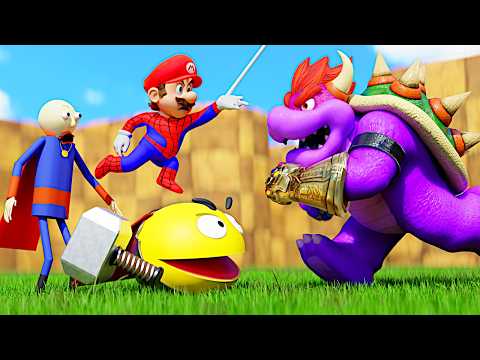 Spider Mario Thor Pacman, Batman Toad vs Thanos Bowser thumbnail