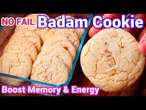 Improve Memory & Boost Energy Cookies | No Egg Badam Cookies | Healthy Almond Cookies at Home thumbnail