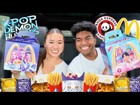 Eating New Fast Food Items For 24 Hours!! (KPOP DEMON HUNTERS & BULDAK) thumbnail