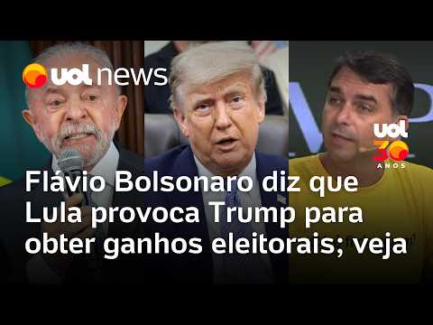 Flávio Bolsonaro diz que Lula provoca Trump para obter ganhos eleitorais; veja thumbnail