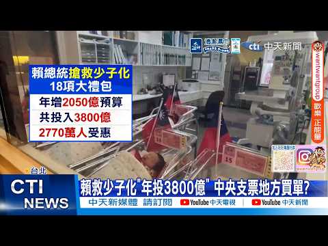 【每日必看】賴救少子化"年投3800億" 中央支票地方買單?  20260528 thumbnail