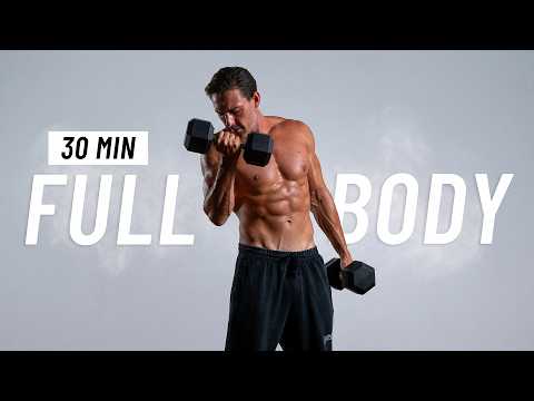 30 Min Full Body Dumbbell Workout at Home to Build Muscle thumbnail