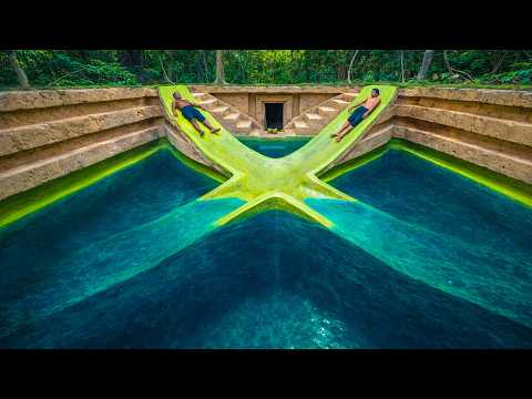 Building The Most Beautiful Water Slide Swimming Pool Underground Villa Park by Ancient skills thumbnail