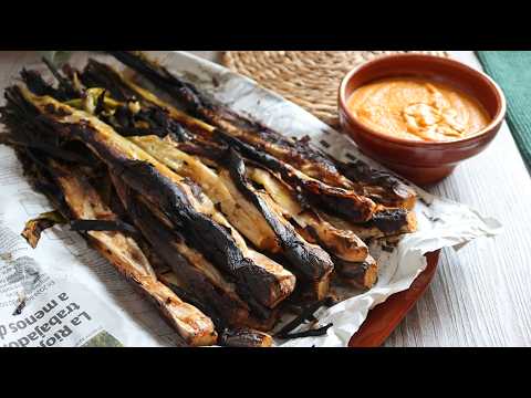 Calçots al horno con salsa de calçots thumbnail