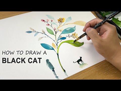 How to Draw A Black Cat in Watercolor thumbnail
