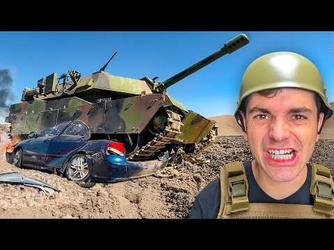 DISTRUGGO UNA MACCHINA CON UN CARRO ARMATO thumbnail