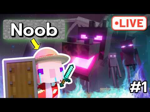 My First Game LiveStreaming! 🔴Noob Axolotl Gonna be EnderDragon Slayer🔥!!! [Parotter Challenge Live] thumbnail
