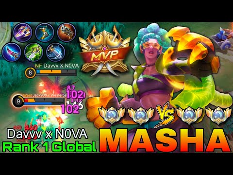 No.1 Masha VS Top Global Enemies - Top 1 Global Masha by Davvv x N0VA - Mobile Legends thumbnail