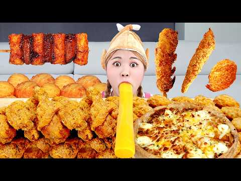 직접 만든 치킨 먹방 모음🍗! SPICY NOODLES SPICY FRIED CHICKEN COLLECTION EATING SOUND | HIU 하이유 thumbnail