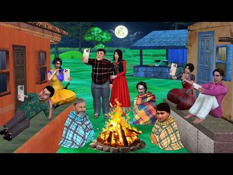 Mobile Addiction Winter Campfire Village Comedy Hindi Kahani Hindi Moral Stories Funny Comedy Video thumbnail