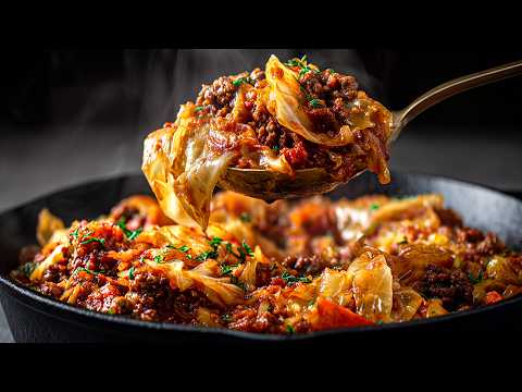 Skip the rolling: this skillet cabbage dinner tastes like cabbage rolls but faster ❗ thumbnail