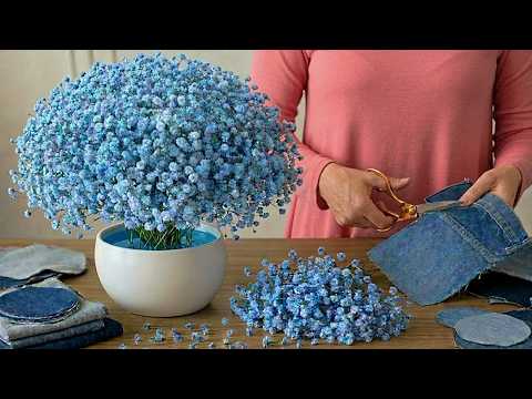 Turn Old Jeans Into Stunning Gypsophila Flowers! 🌸Scrap Denim Flower Craft - DIY Tutorial thumbnail