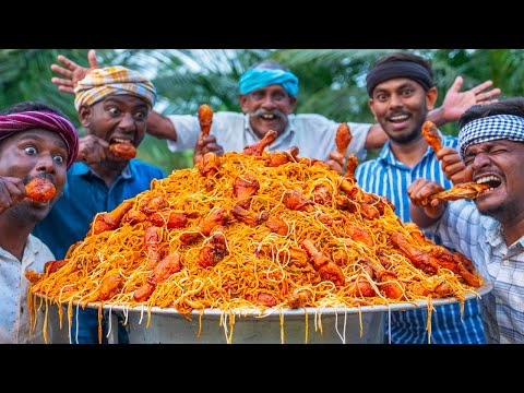 CHICKEN LEG PIECE NOODLES | Chinese Hakka Noodles Recipe Cooking in Village | Tasty Chinese Food thumbnail