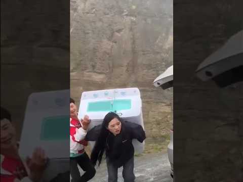 Carrying a heavy machine through the mountains...and meeting a kind driver. #short,#kindness,#help thumbnail
