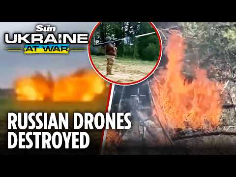 Watch: Ukrainian soldier blows up Russian Shahed drones at close range thumbnail