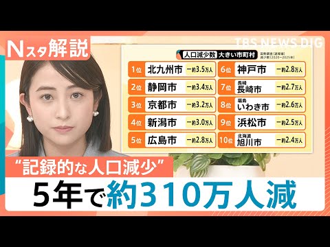 「食い止めることはできない」日本の人口が過去最大の減少幅…5年で約310万人減　横浜や京都でも“異変”【Nスタ解説】｜TBS NEWS DIG thumbnail