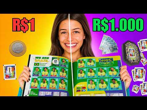 Completamos o álbum da Copa do Mundo 2026 com R$1 vs R$100 vs R$1.000 — só um conseguiu!! thumbnail