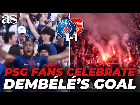 PSG fans ERUPT in JOY after DEMBÉLÉ'S MIRACULOUS penalty GOAL | PSG 1–1 ARSENAL thumbnail