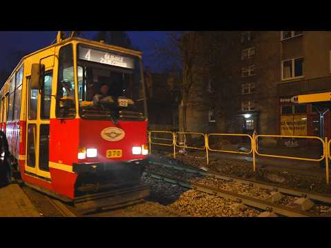 Poland, tram 4 night ride from Zabrze - Sienkiewicza to Zabrze Damrota thumbnail