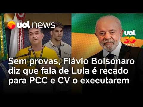 Flávio Bolsonaro diz, sem provas, que fala de Lula é recado para PCC e CV o executarem thumbnail