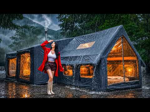 ☔️ RAINY CAMPING WITH A 3-ROOM AIR TENT thumbnail