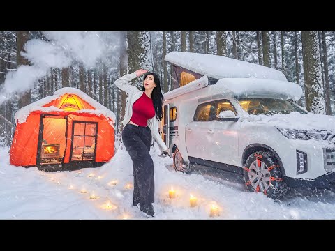 ❄️LUXURY RV CAMPING IN HEAVY SNOW thumbnail