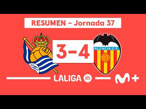 Real Sociedad 3-4 Valencia CF | LALIGA EA SPORTS (Jornada 37) - Resumen | Movistar Plus thumbnail